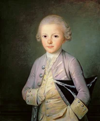 A Portrait of a Young Boy holding a hat beneath his arm